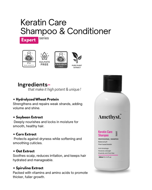 Amethyst Keratin Care Shampoo – Smoothness & Frizz Control for all Hair type & Keratin-Treated Hair – 300ml