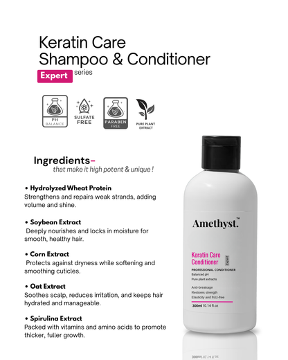 Amethyst Keratin Care Conditioner – Smoothness & Frizz Control for Chemically Treated & Keratin-Treated Hair – 300ml