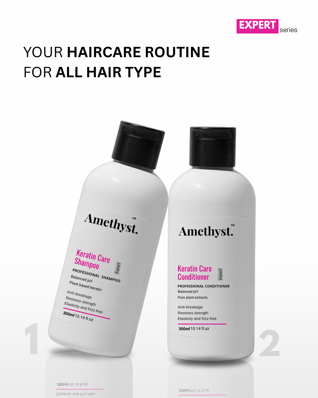 Amethyst Keratin Care Shampoo  – Smoothness & Frizz Control for all Hair type & Keratin-Treated Hair – 300ml