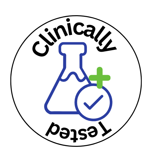 Clinically tested badge indicating Amethyst's effective hair growth serum formulation.
