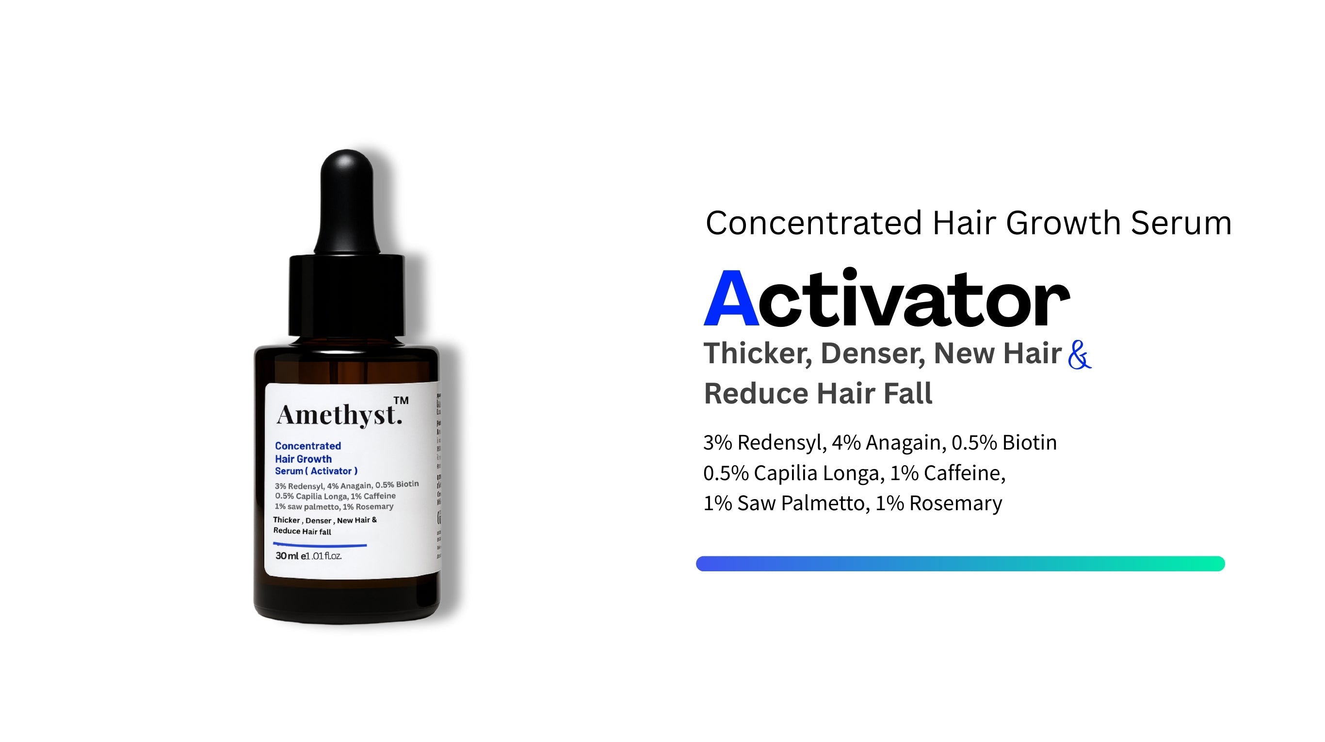 india's first dual pack hair growth serum , amethyst hair serum, best hair growth serum , redensyl , anagain , biotin , caffeine rosemary